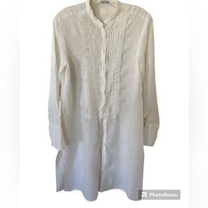 120% Lino long button down linen shirt dress size M, Made it Italy